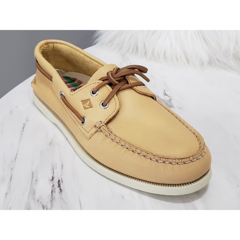 NEW NO BOX MENS SIZE 9.5 Sperry A/O 2-EYE WHISPER YELLOW slip on boat shoes